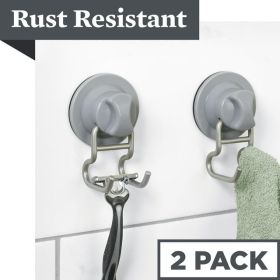 Better Homes & Gardens 2-Pack Satin Nickel Dual Hooks with Power Grip Pro Suction or Adhesive Mount