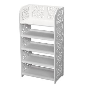 5 Tier Carved Shoe Rack Wooden Plastic Board Freestanding Storage Organizer Shelf Space Saving Shoe Shelf for Entryway Closet Hallway Bedroom Dec