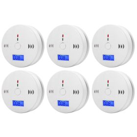 1-6Pcs CO Sensor Carbon Monoxide Detector Sound Independent CO Poisoning Warning Alarm Detectors Meter Kitchen Fireplace Indoor (Ships From: CN, Color: 6pcs)