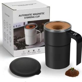 Automatic Coffee Stirring Cup, Stainless Steel Self-stirring Coffee Cup With Lid, Automatic Stirring, LED Intelligent Display Temperature (Color: Black)